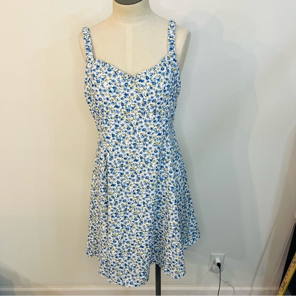 Altar’d State women’s medium blue and white fit and flare mini dress casual